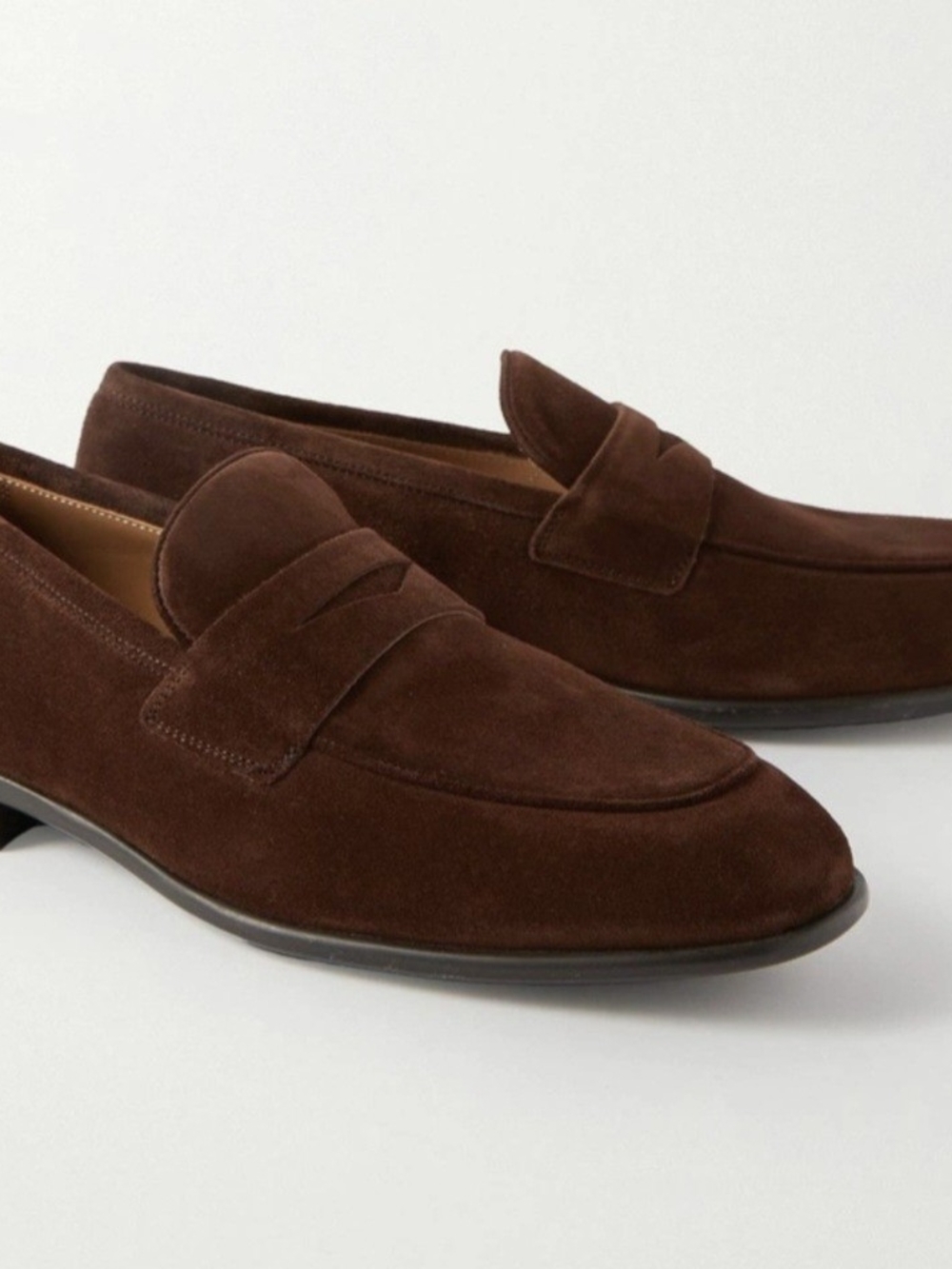 Salvatore Ferragamo Dark Brown Suede Penny Loafers